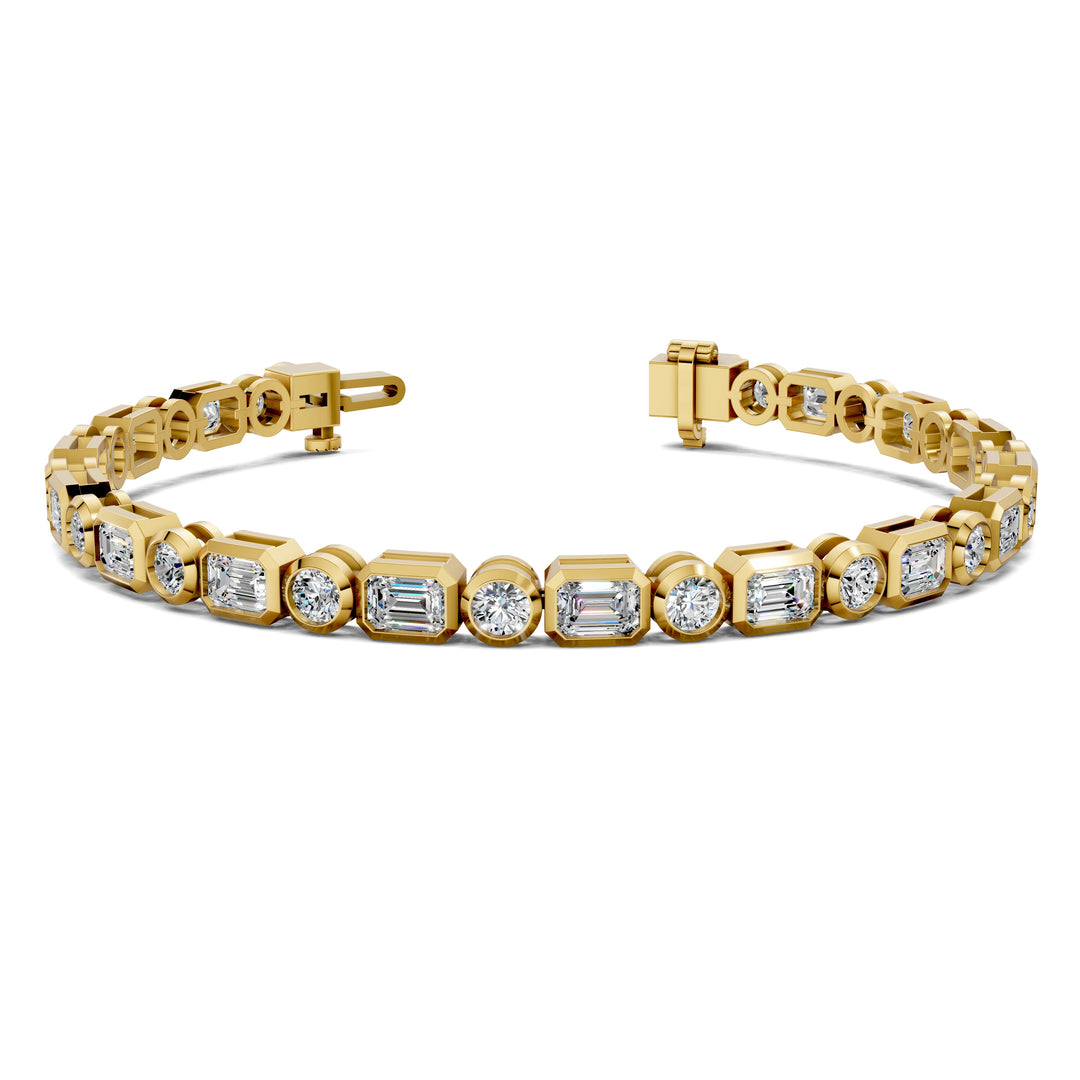 Emerald and Round Bezel Tennis Bracelet (4.5 TCW)