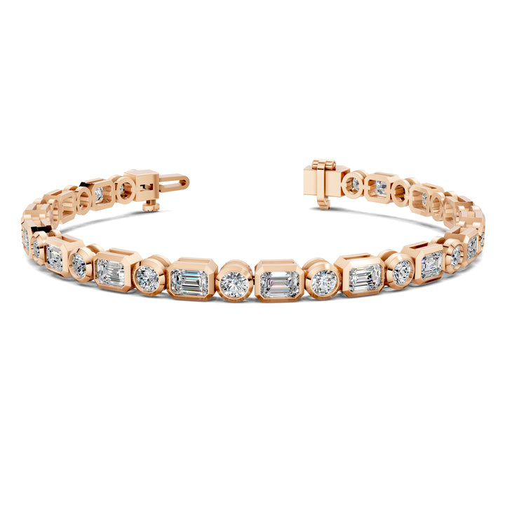 Emerald and Round Bezel Tennis Bracelet (4.5 TCW)
