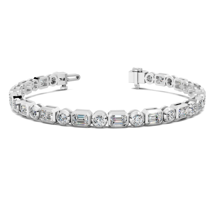 Emerald and Round Bezel Tennis Bracelet (4.5 TCW)