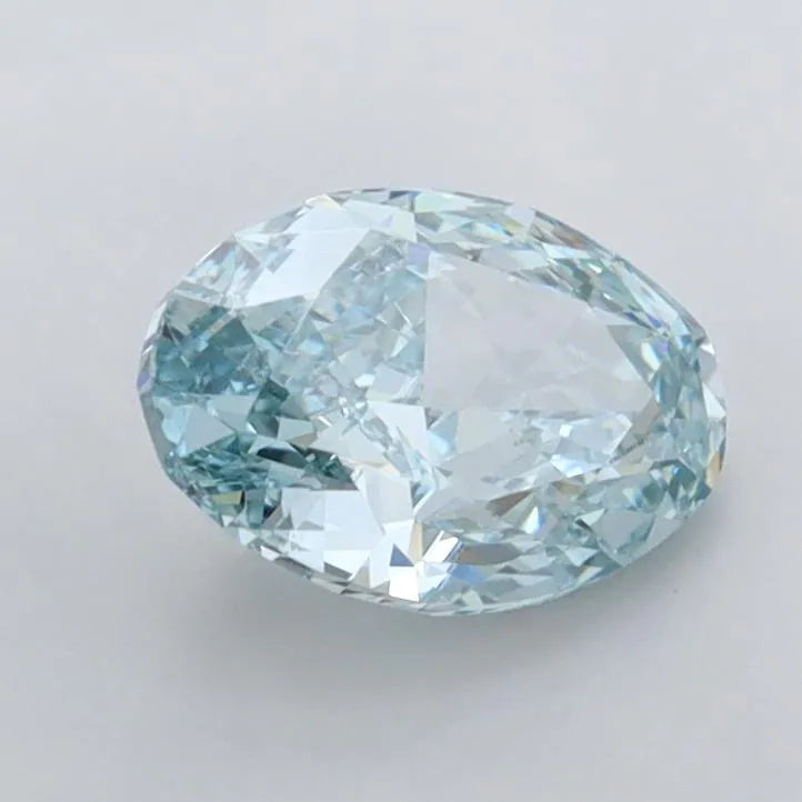 1.02ct Oval Lab Grown Diamond (Colour Fancy Vivid Greenish Blue, Clarity VVS1, IGI Certified)