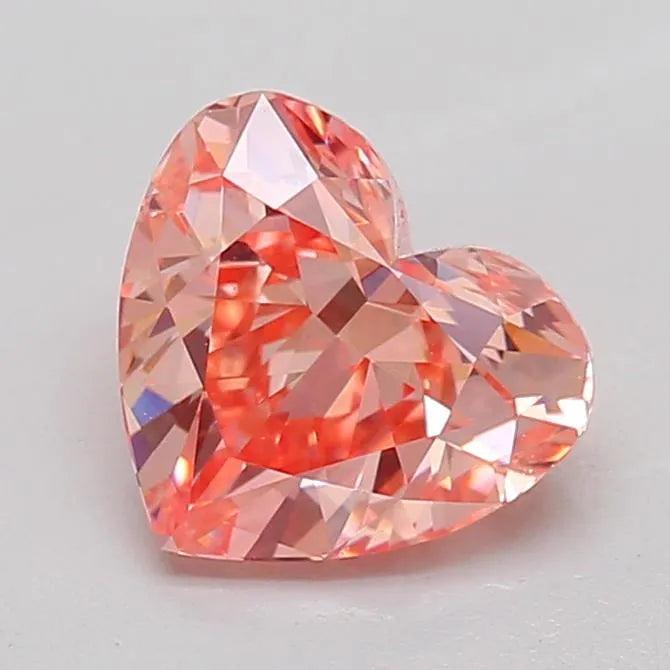 1.04ct Heart Lab Grown Diamond (Colour Fancy Vivid Orangey Pink, Clarity VVS2, IGI Certified)