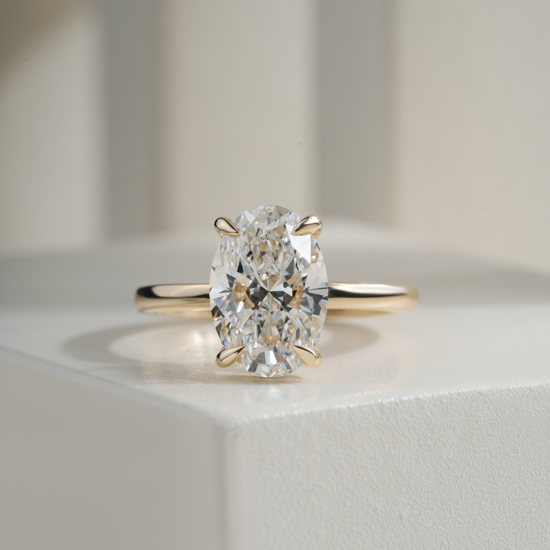 Oval 3.06CT E VVS2 April Hidden Halo Ring Setting