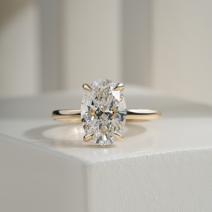 Oval 3.06CT E VVS2 April Hidden Halo Ring Setting