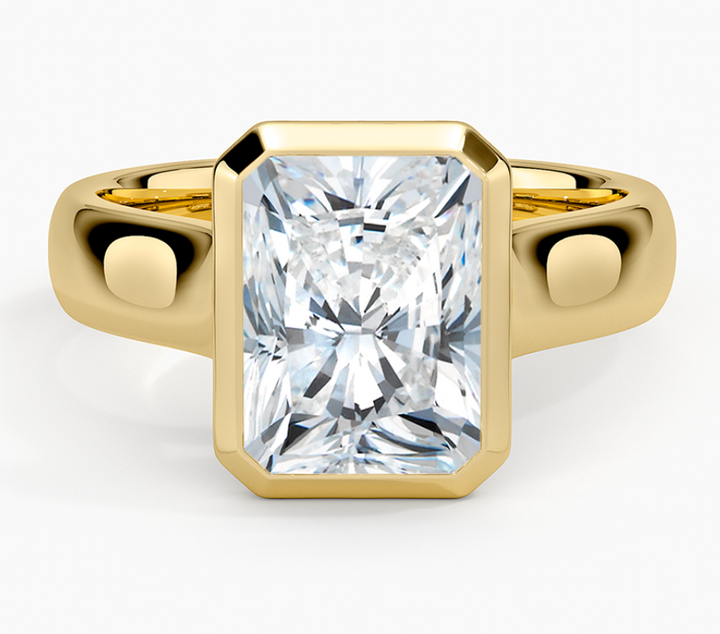 CUSTOM Radiant 3.2CT E VVS2 Bezel set ring.