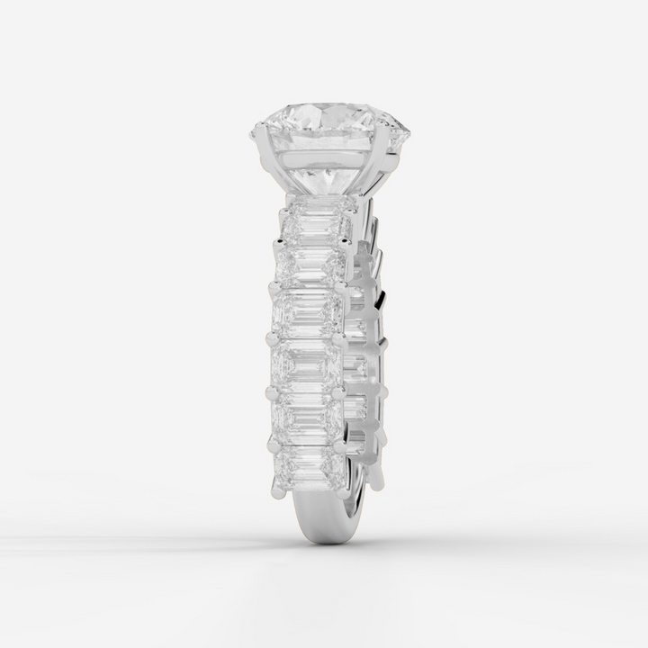 Round Cut with Emerald Eternity Ring