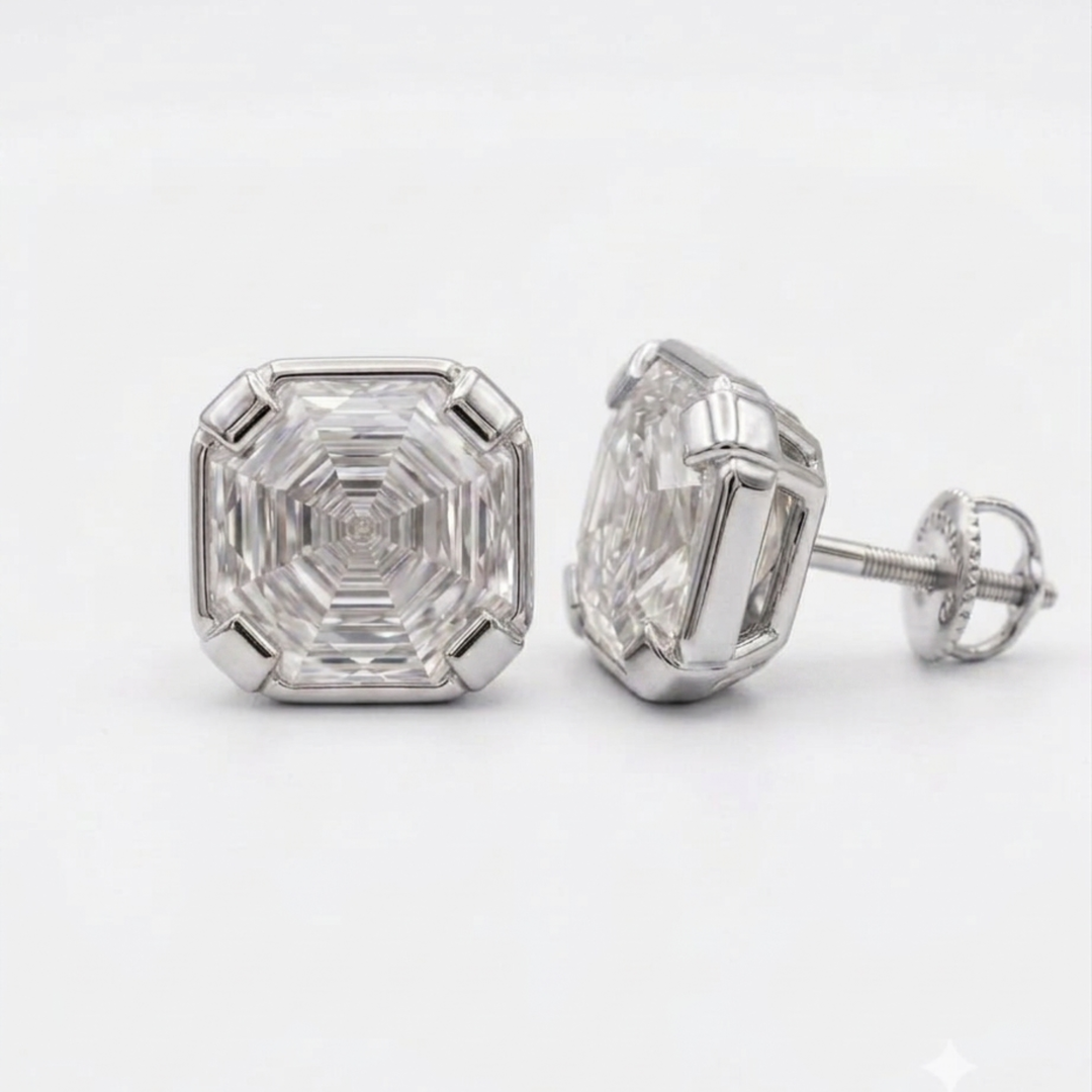 Peony Cut Tab Prongs Stud Earrings