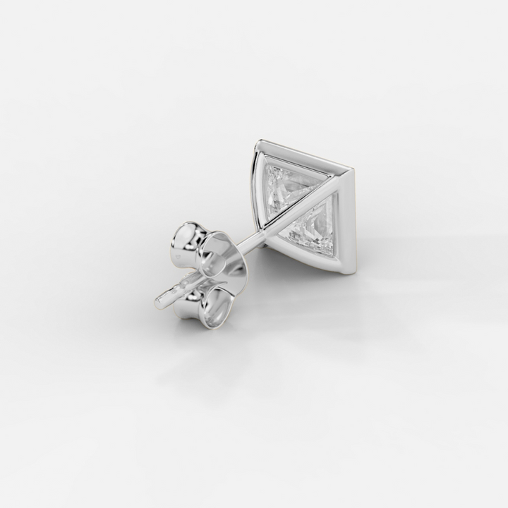 Princess Cut Bezel Studs