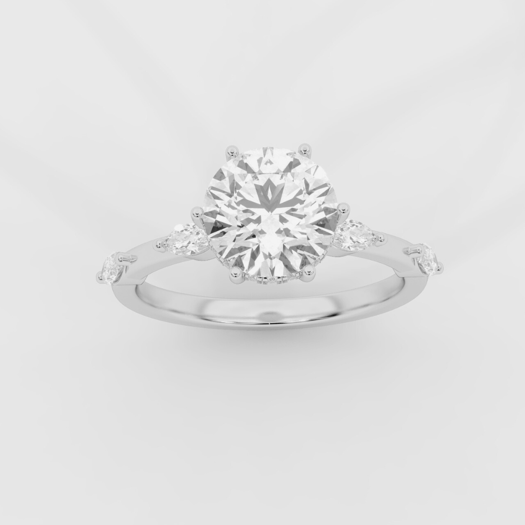 Hidden Halo and Marquise Ring