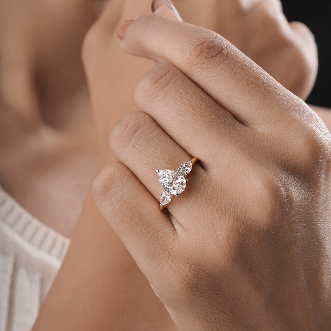 Emily Pear Three Stone Engagement Ring