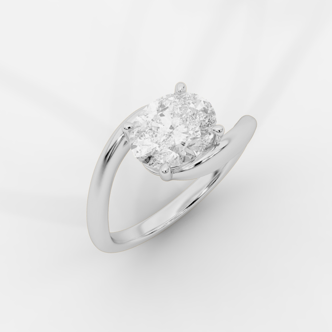 Solitaire bypass Oval Ring