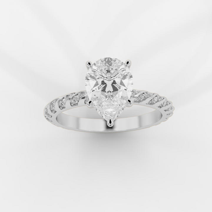 Pear Cut with Twisted Pave Band Ring