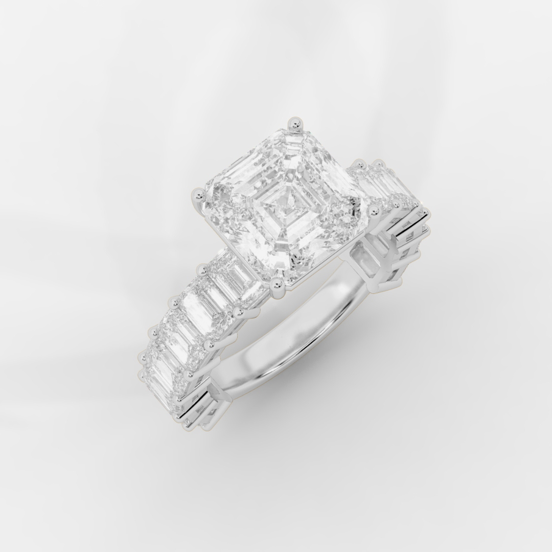 Asscher Cut with Emerald Eternity Ring