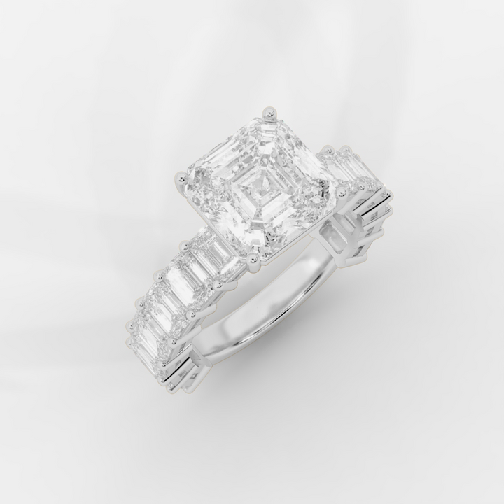 Asscher Cut with Emerald Eternity Ring