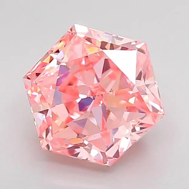 2.00ct Hexagonal Lab Grown Diamond (Colour Fancy Vivid Pink, Clarity VVS2, IGI Certified)