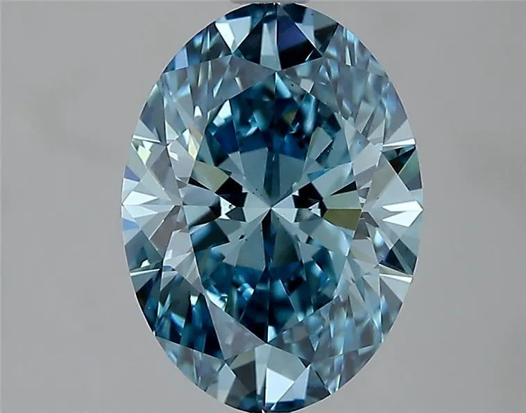 2.01ct Oval Lab Grown Diamond (Colour Fancy Vivid Blue, Clarity VS1, IGI Certified)