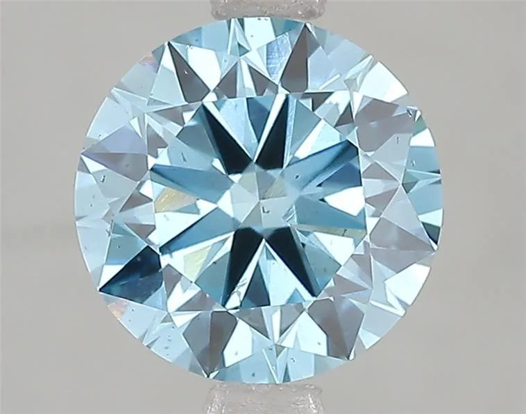 2.05ct Round Lab Grown Diamond (Colour Fancy Vivid Blue, Clarity VVS2, Cut EX, IGI Certified)