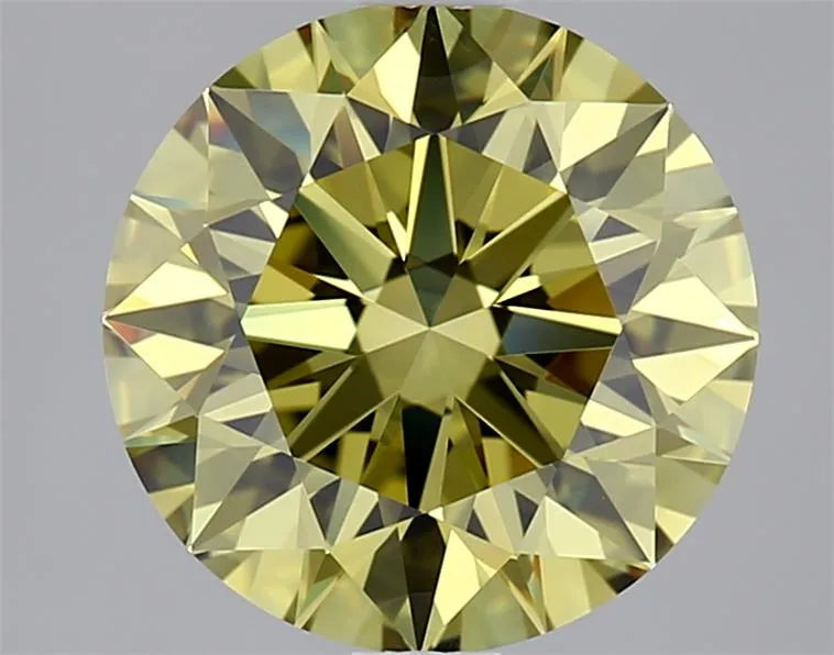 2.06ct Round Lab Grown Diamond (Colour Fancy Intense Yellow, Clarity VVS1, Cut ID, IGI Certified)