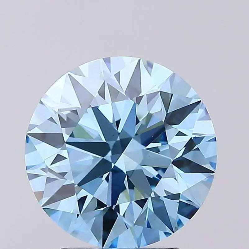 2.12ct Round Lab Grown Diamond (Colour Fancy Vivid Blue, Clarity VVS2, Cut EX, IGI Certified)