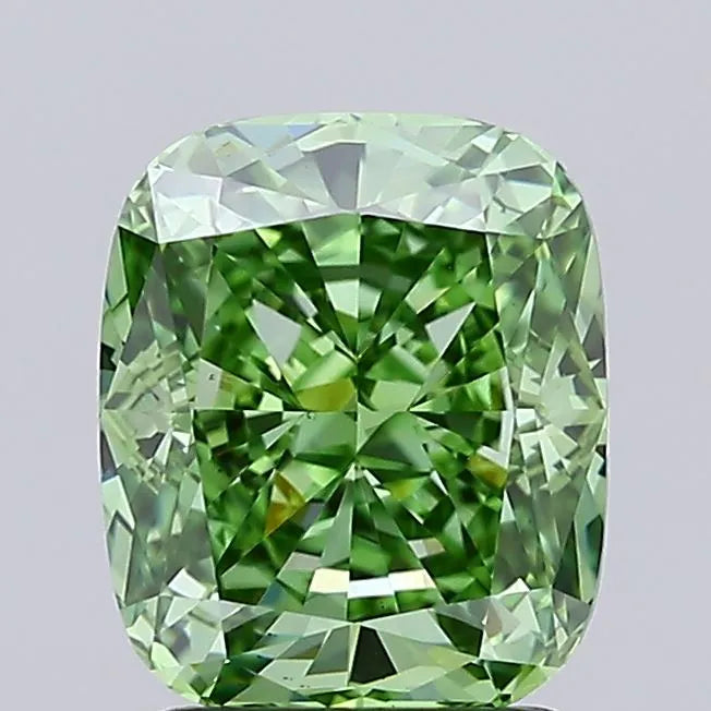 2.50ct Cushion modified Lab Grown Diamond (Colour Fancy Vivid Green, Clarity VS1, IGI Certified)