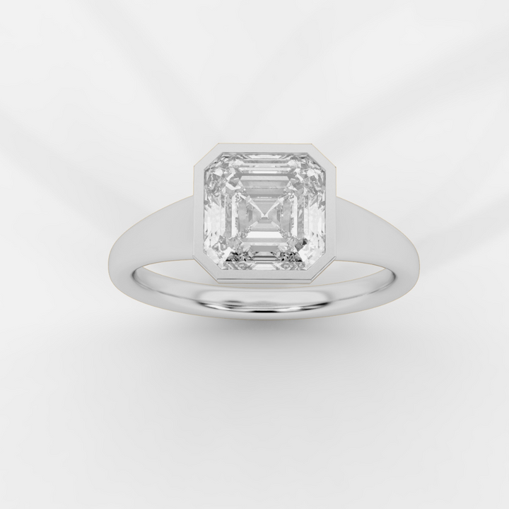 Asscher cut in Bezel with Bold Band Ring