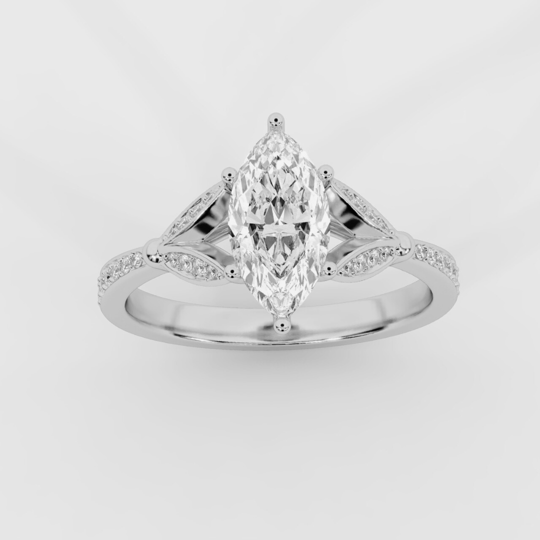 Nature Inspired Marquise and Pave Ring