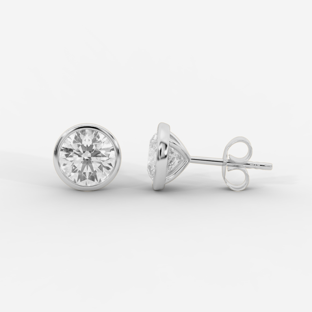 Round Cut Bezel Studs