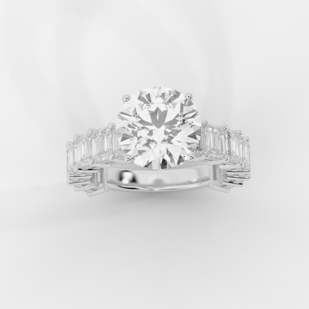 Round Cut with Emerald Eternity Ring