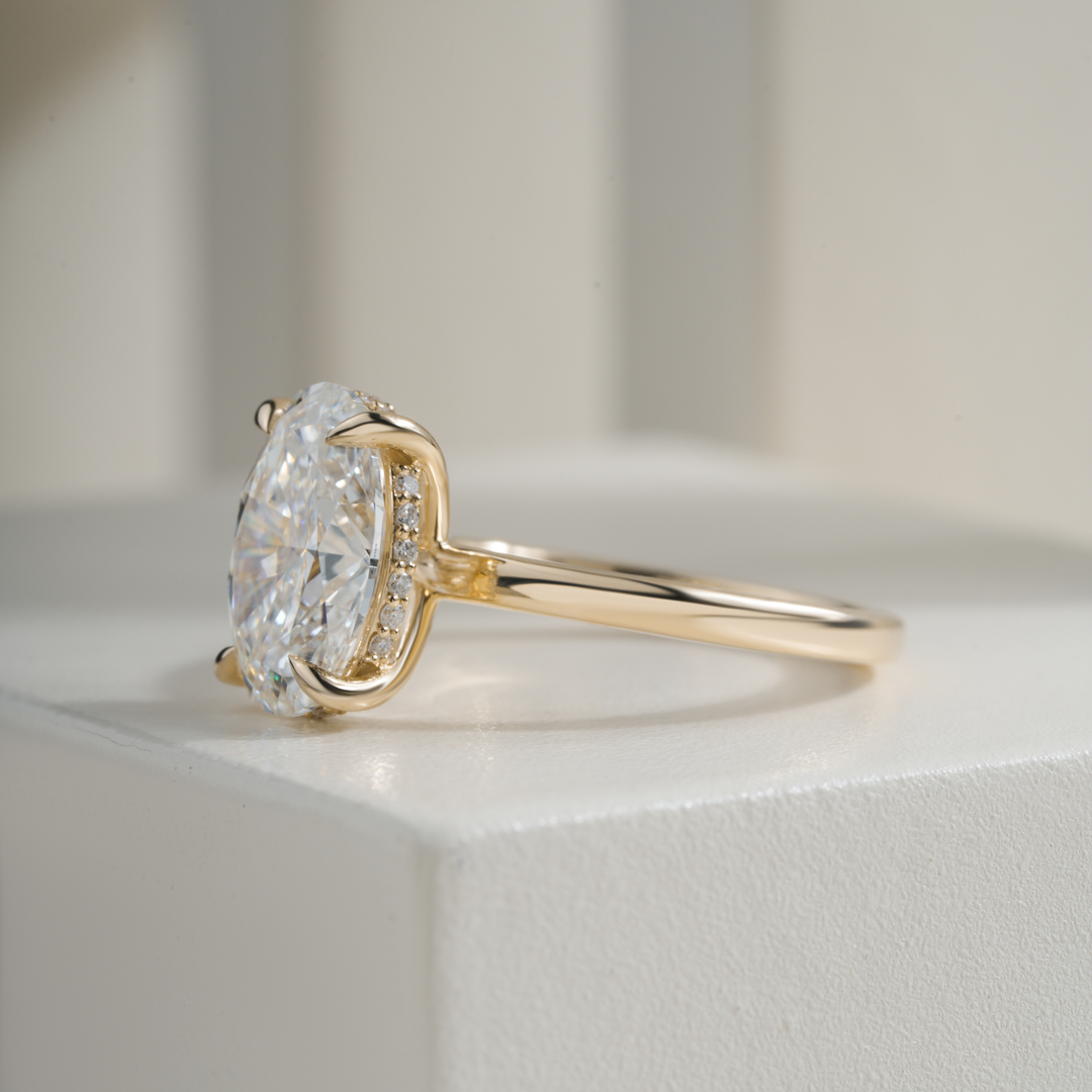 Oval 3.06CT E VVS2 April Hidden Halo Ring Setting