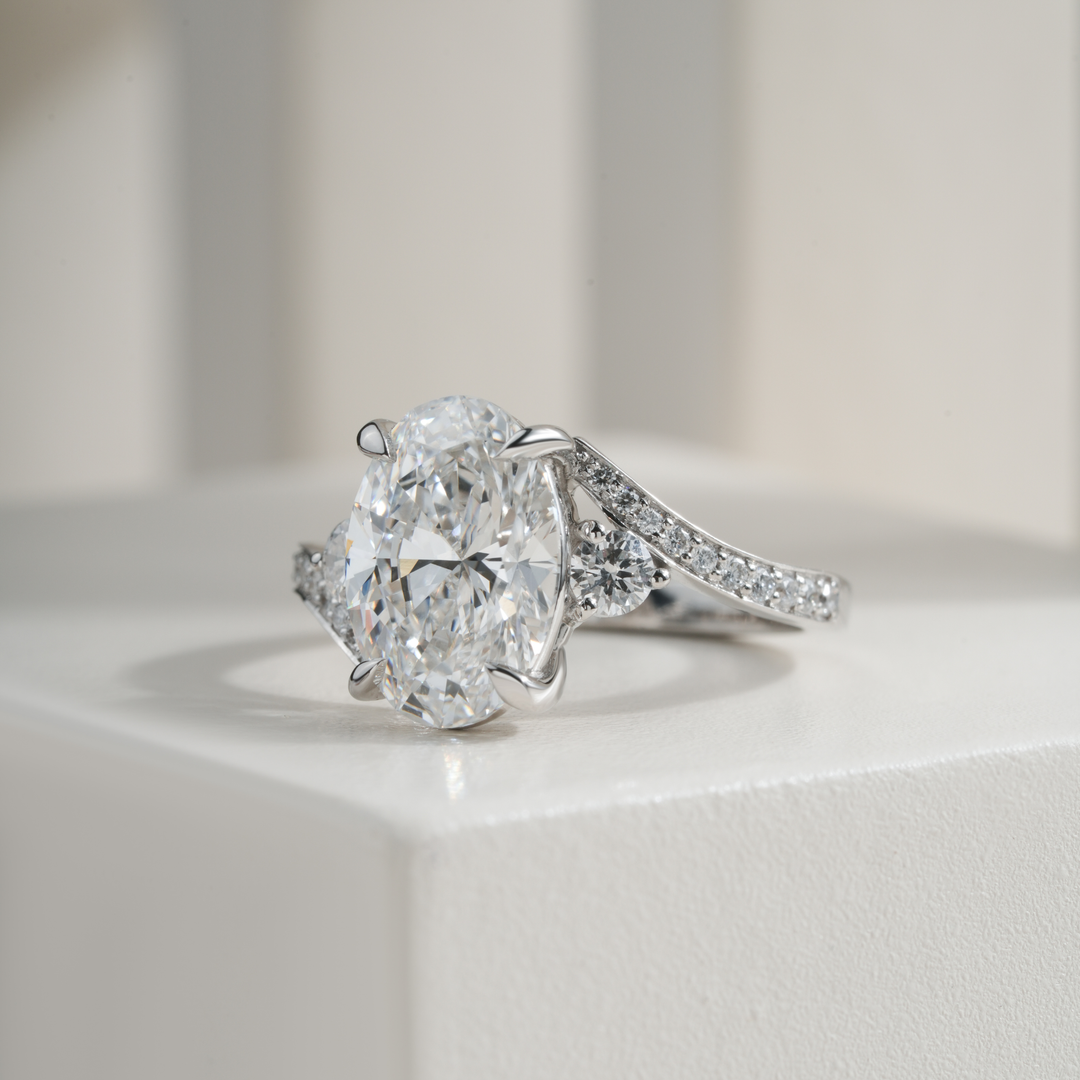 Oval 3.03CT E VVS2 Cheyenne Twisted Ring