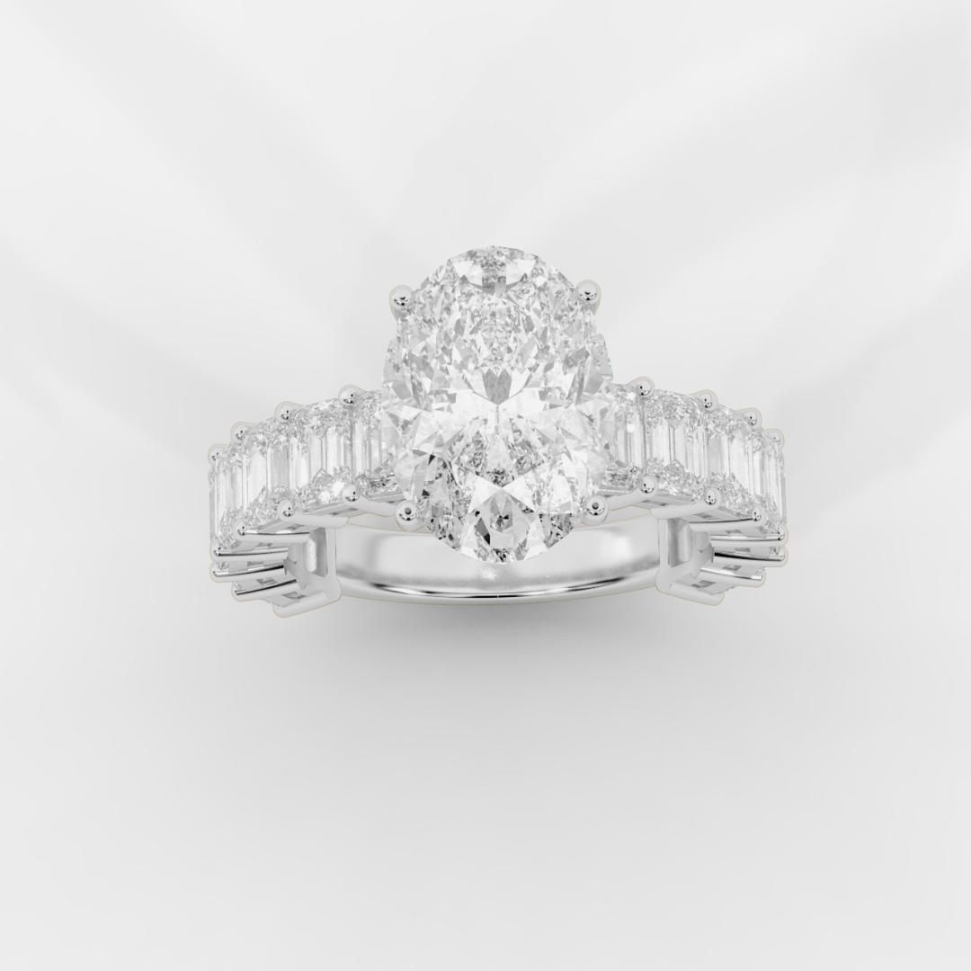 Oval Cut with Emerald Eternity Ring