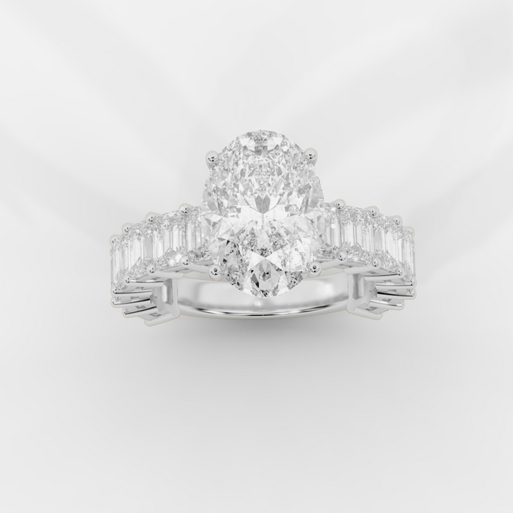 Oval Cut with Emerald Eternity Ring