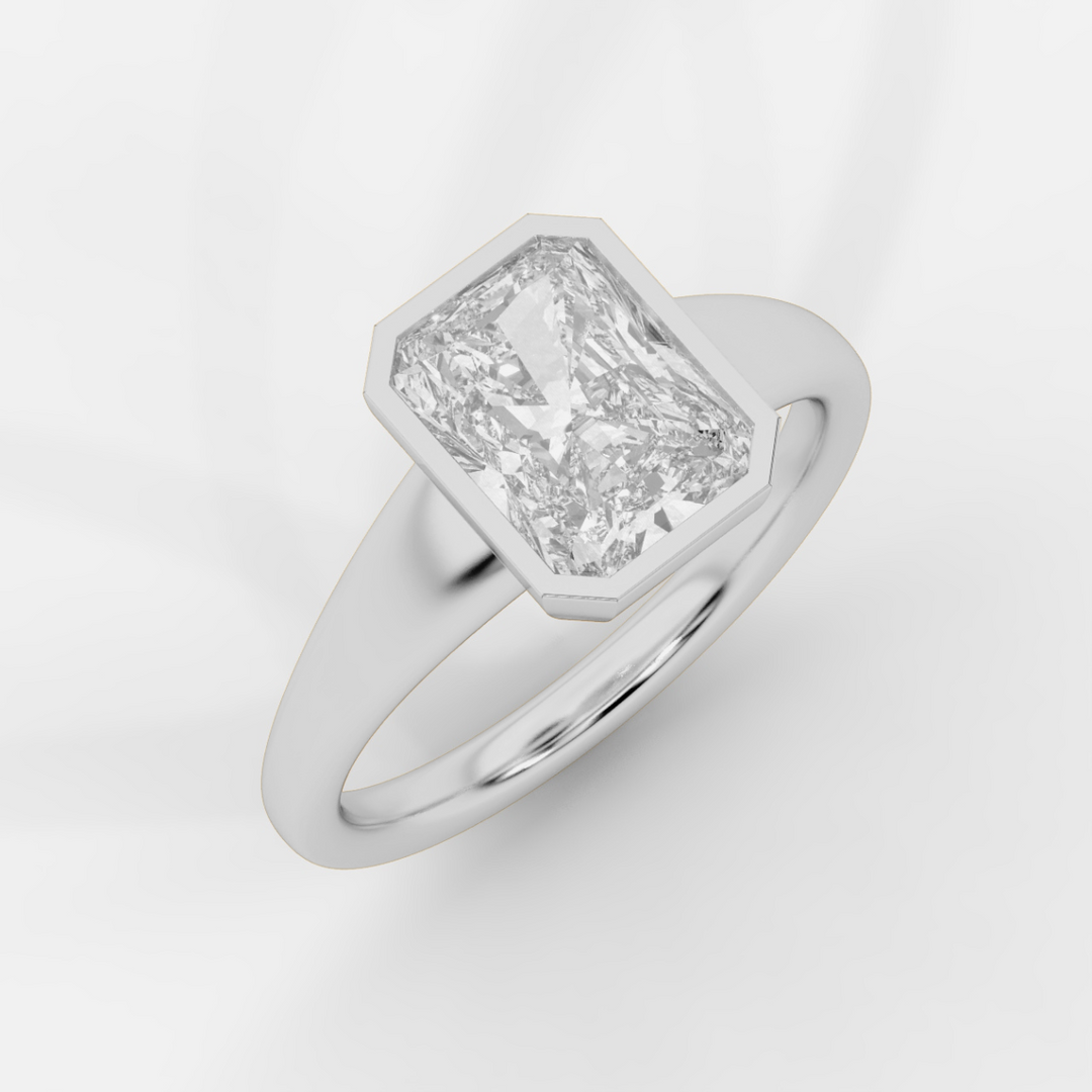 Radiant cut in Bezel with Bold Band Ring