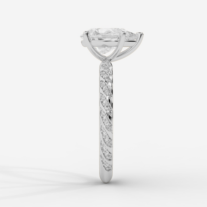 Pear Cut with Twisted Pave Band Ring