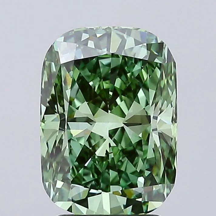 3.00ct Cushion modified Lab Grown Diamond (Colour Fancy Vivid Green, Clarity VVS1, IGI Certified)