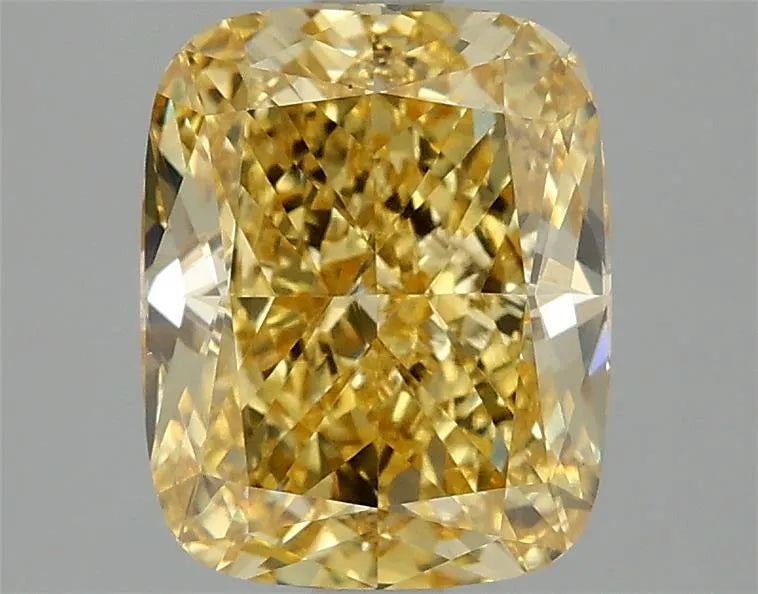 3.08ct Cushion modified Lab Grown Diamond (Colour Fancy Vivid Yellow, Clarity VS1, IGI Certified)