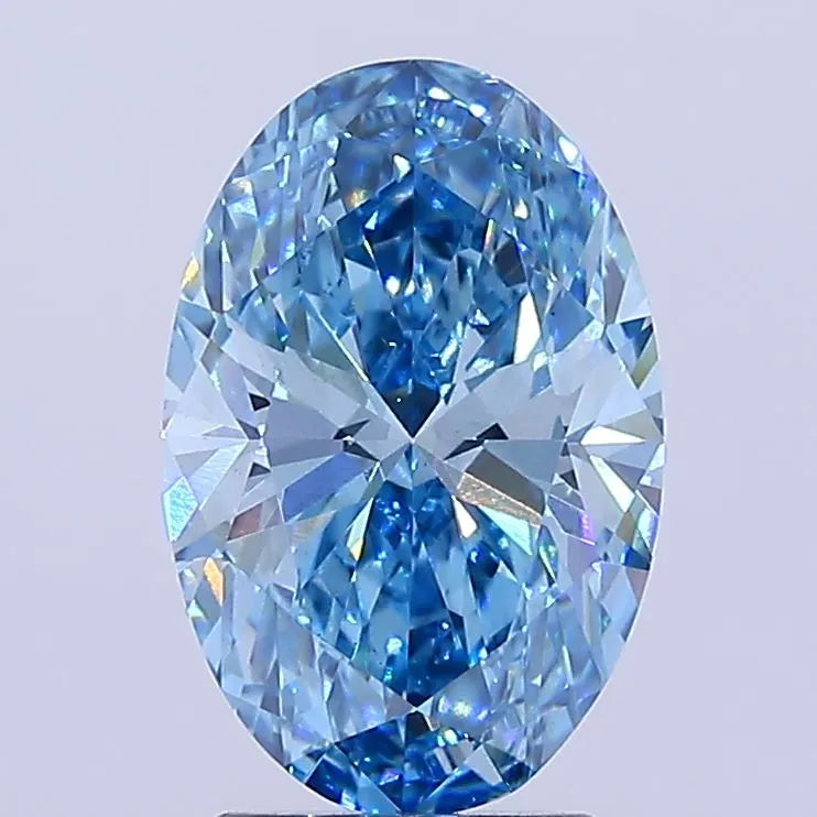 3.09ct Oval Lab Grown Diamond (Colour Fancy Vivid Blue, Clarity VS1, IGI Certified)