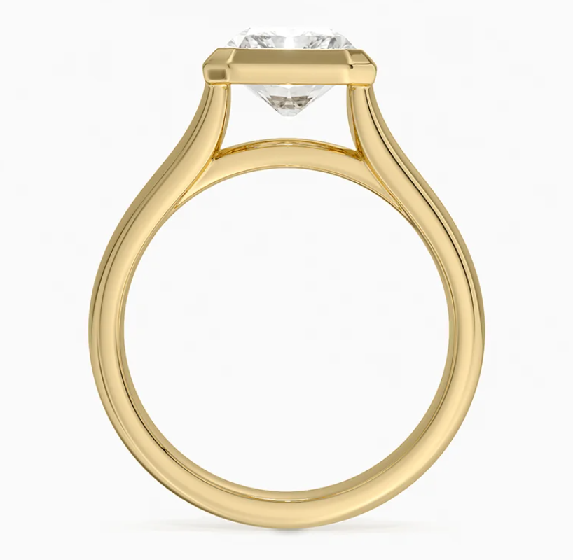 CUSTOM Radiant 3.2CT E VVS2 Bezel set ring.