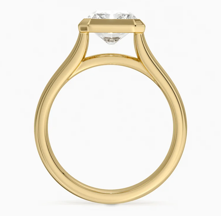 CUSTOM Radiant 3.2CT E VVS2 Bezel set ring.