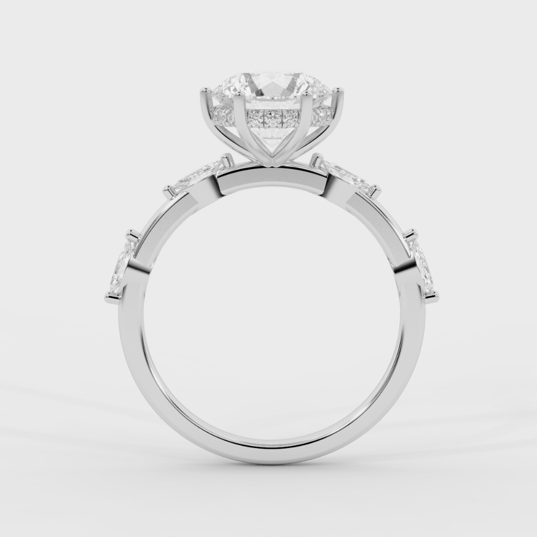 Hidden Halo and Marquise Ring