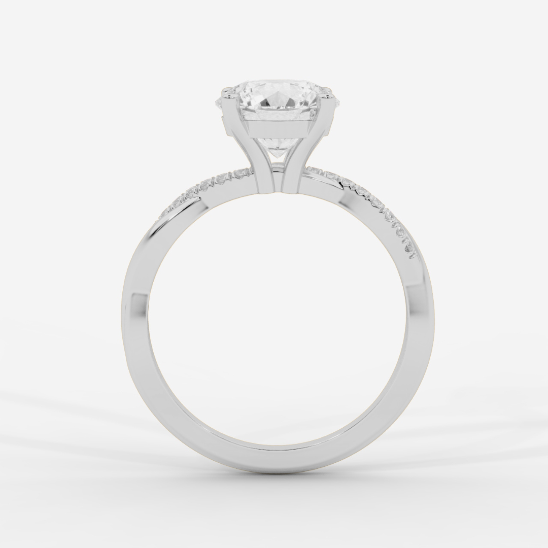 Twist Shank  Round  Diamond Ring in White Gold