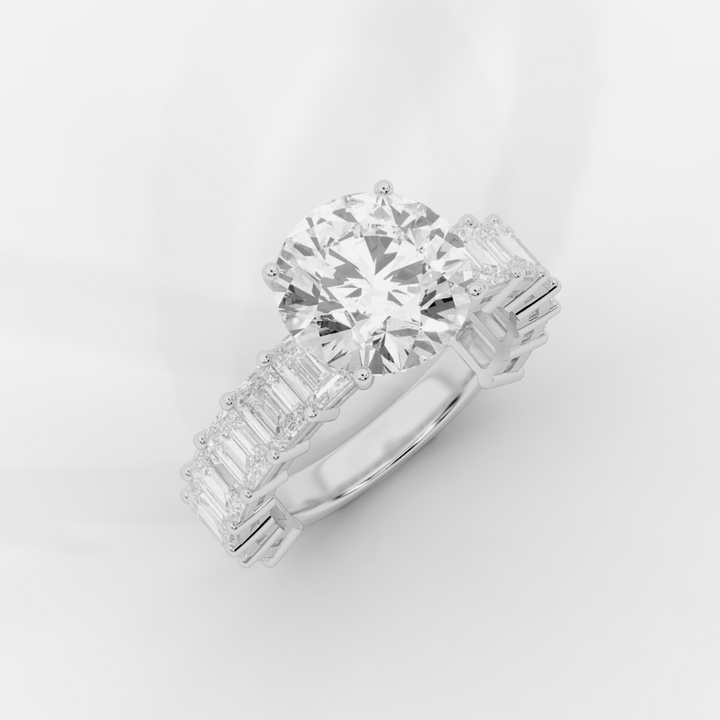 Round Cut with Emerald Eternity Ring