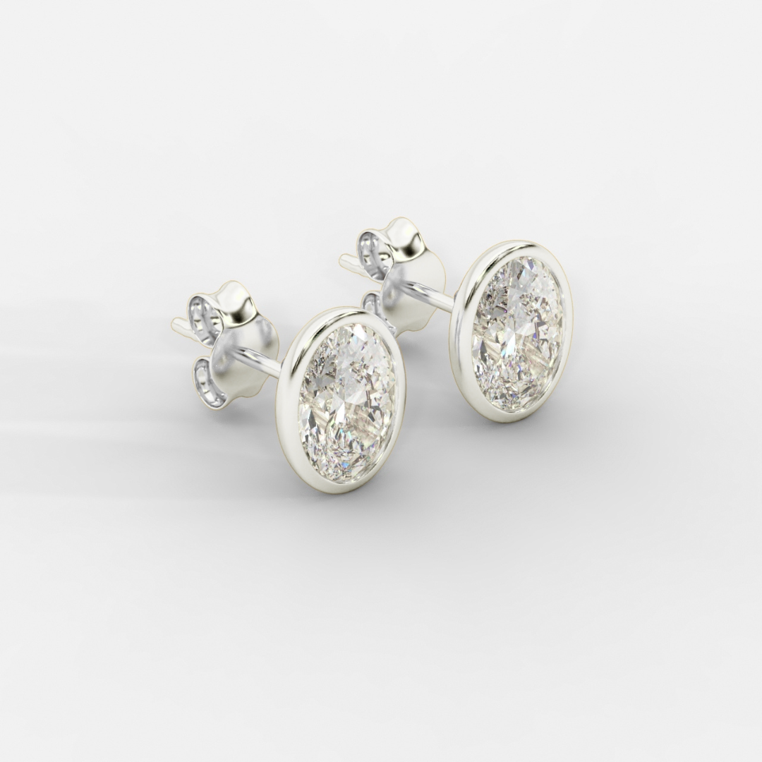 Oval Cut Bezel Studs