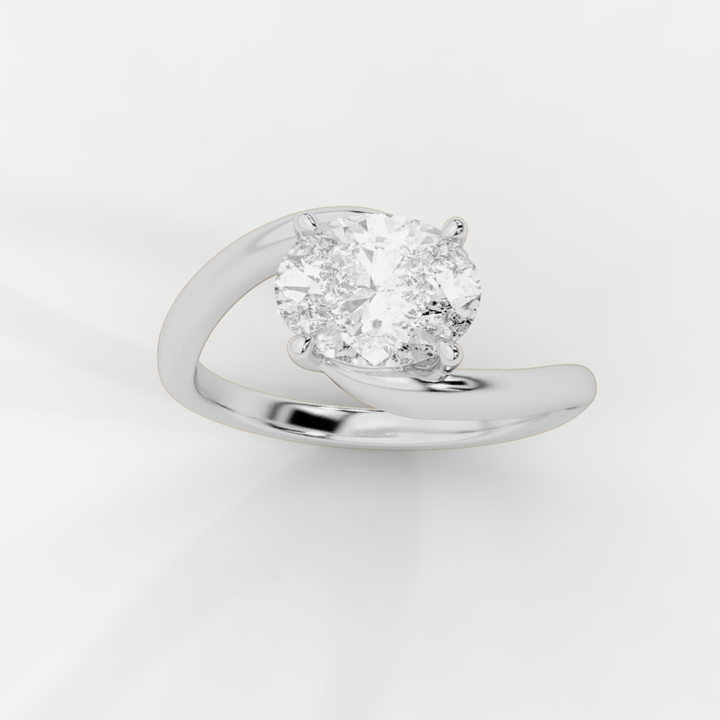 Solitaire bypass Oval Ring