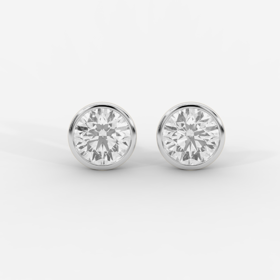 Round Cut Bezel Studs