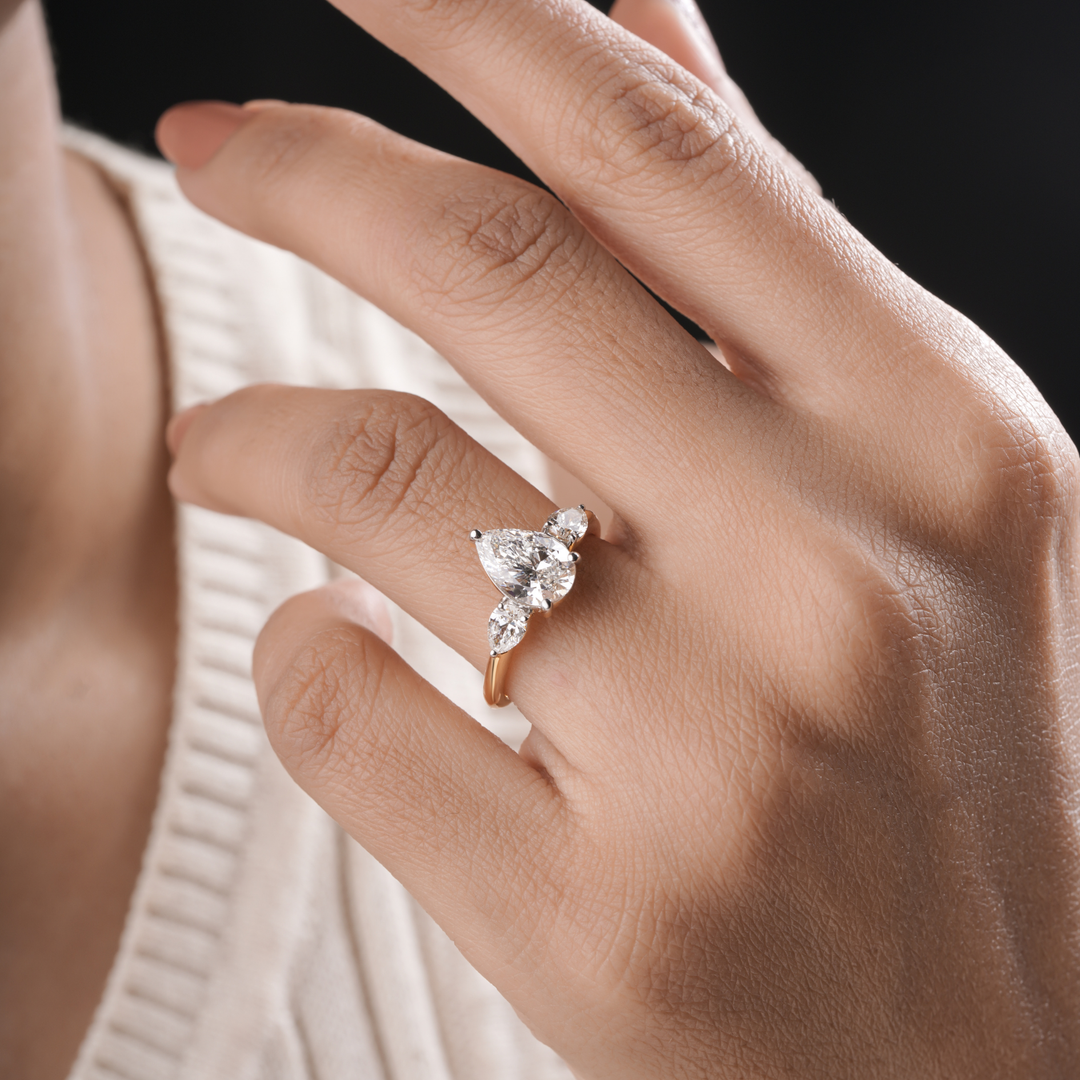Emily Pear Three Stone Engagement Ring