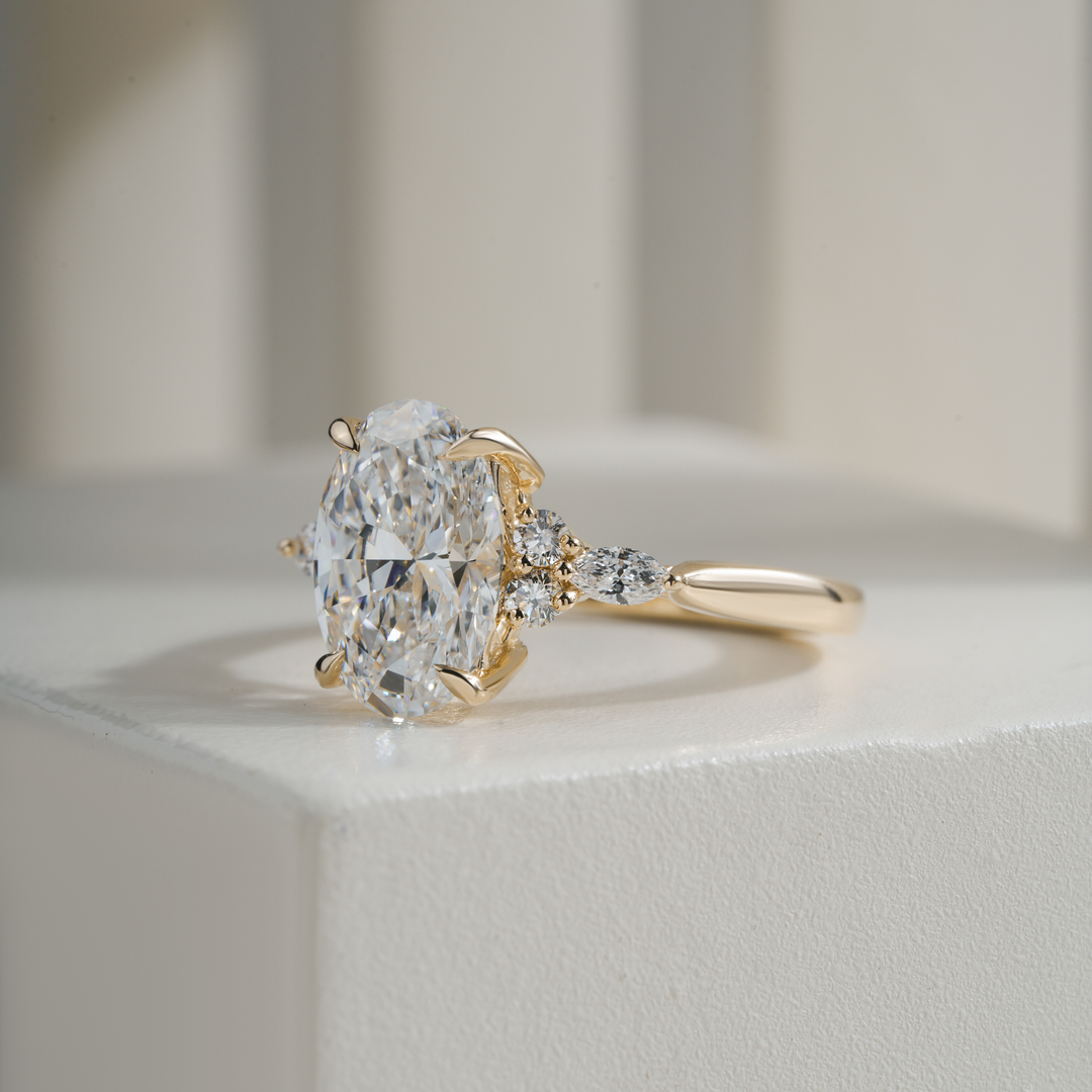 Oval 2.58CT E VVS2 Monique Petite Diamond Cluster Ring