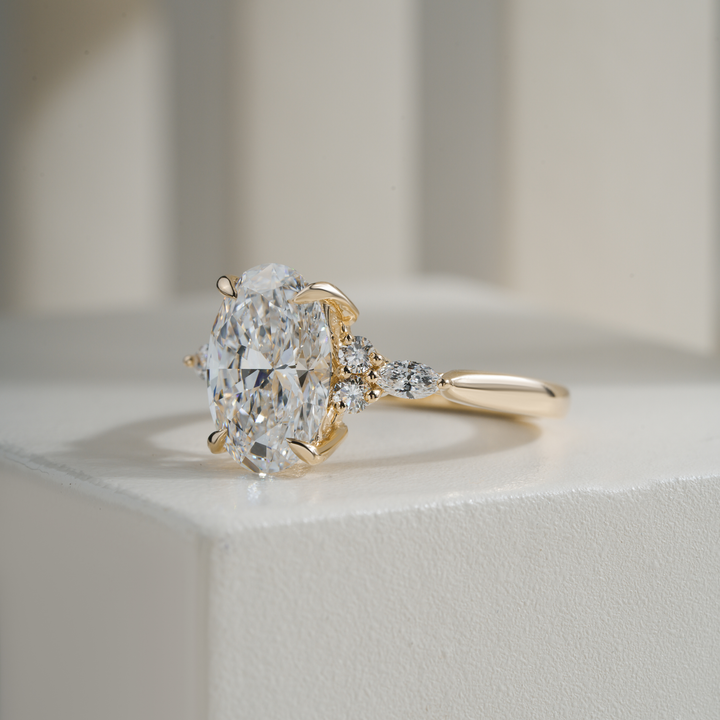 Oval 2.58CT E VVS2 Monique Petite Diamond Cluster Ring