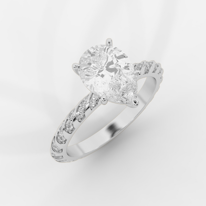Pear Cut with Twisted Pave Band Ring