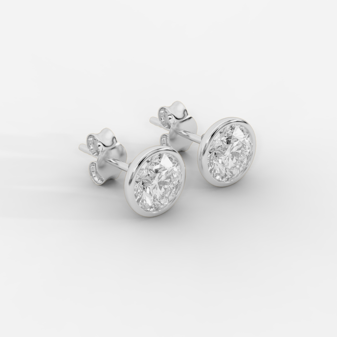 Round Cut Bezel Studs