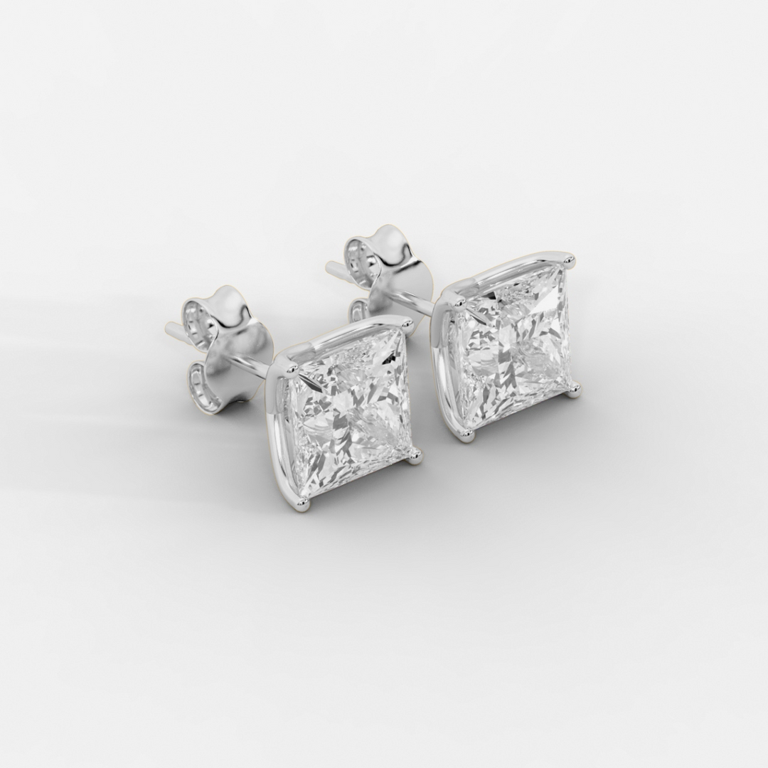 Princess Cut Tulip Basket Studs